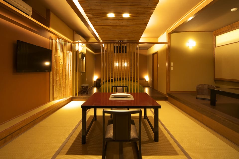 Double Room with Tatami Area with Open-Air Bath | Premium bedding, in-room safe, blackout drapes, soundproofing