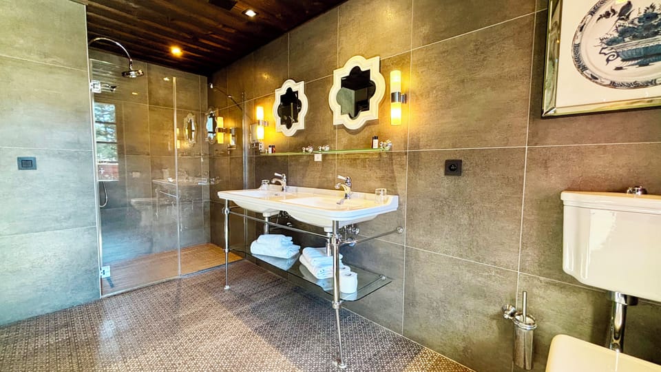 Panoramic Double Room, Terrace, Mountain View | Bathroom | Shower, free toiletries, hair dryer, slippers