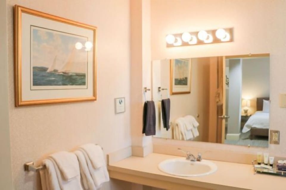 Deluxe Room, 1 King Bed, River View | Bathroom | Free toiletries, hair dryer, towels, soap