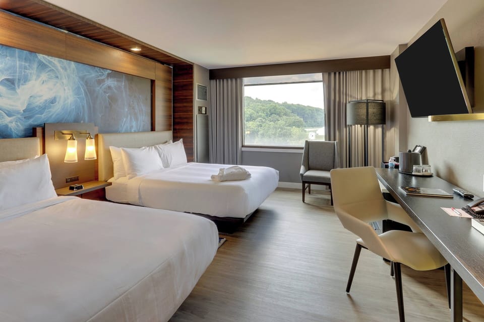 Club Room, 2 Queen Beds, Non Smoking | Frette Italian sheets, premium bedding, down comforters, pillowtop beds