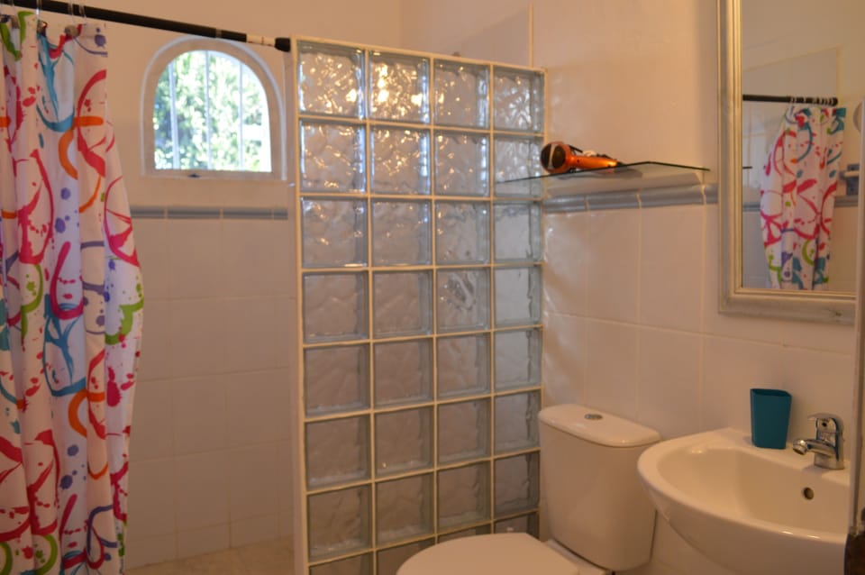 Studio, 1 Queen Bed, Garden View | Bathroom | Shower, hair dryer, towels