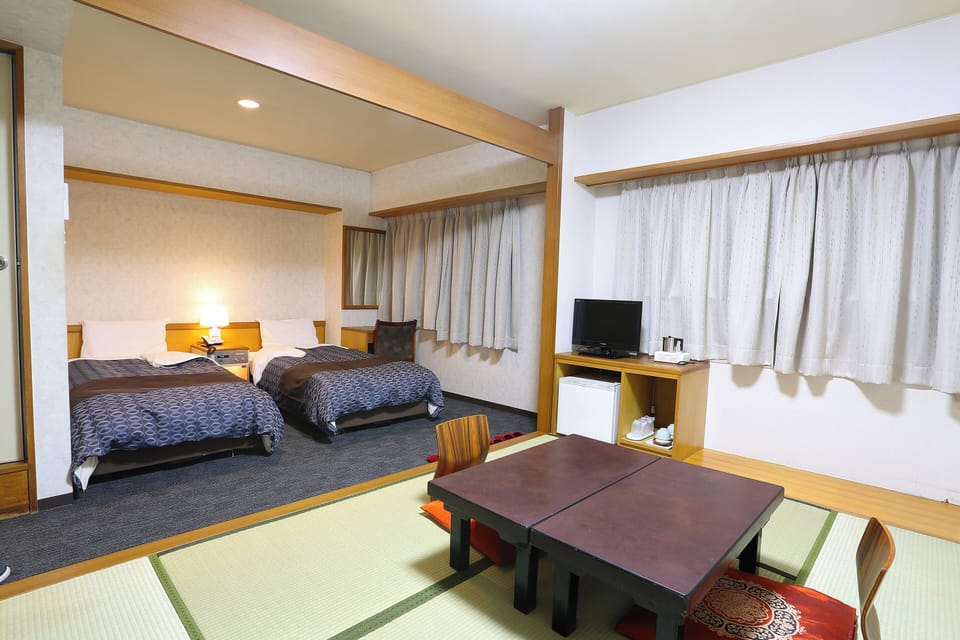 Japanese-Western style room with two Beds, Non Smoking | Blackout drapes, iron/ironing board (on request), WiFi (free)