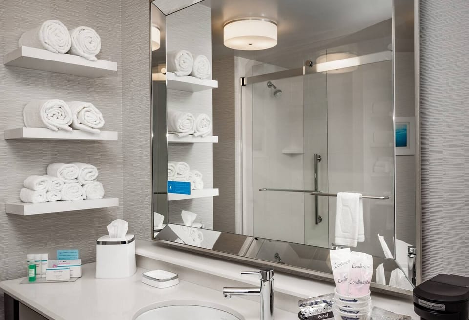 Free toiletries, hair dryer, towels