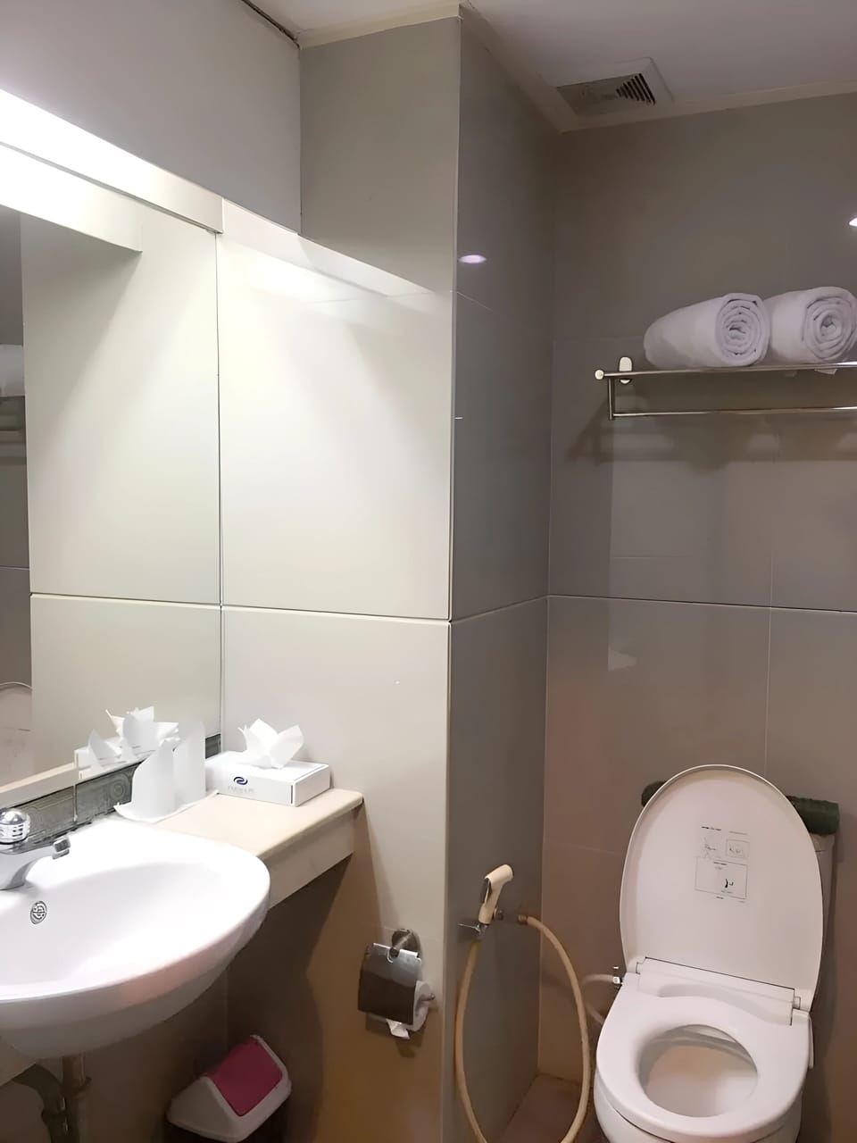 Shower, free toiletries, slippers, bidet
