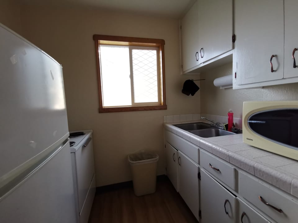 Mini-fridge, microwave, coffee/tea maker