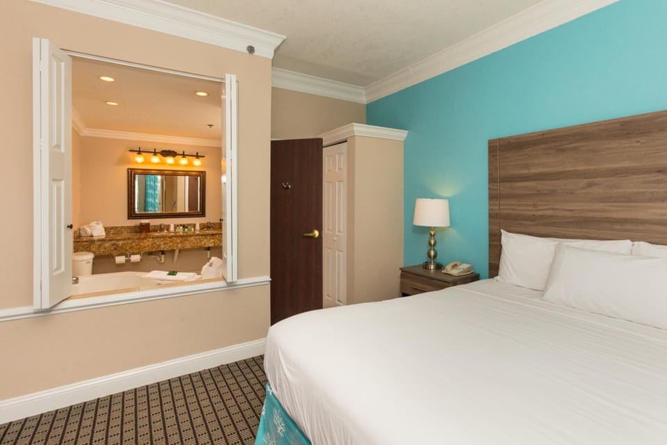 Hypo-allergenic bedding, desk, laptop workspace, iron/ironing board