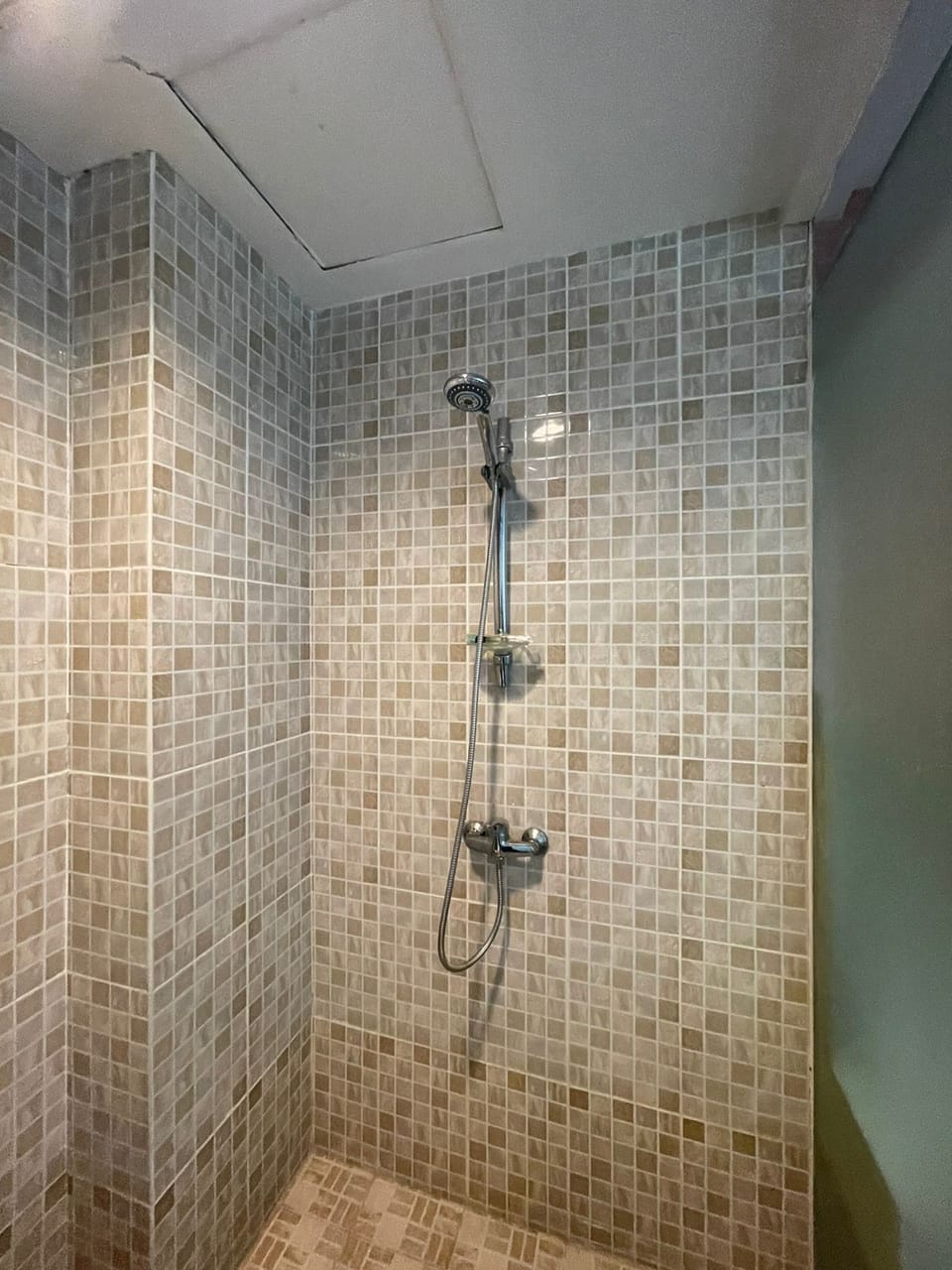 Shower, free toiletries, towels