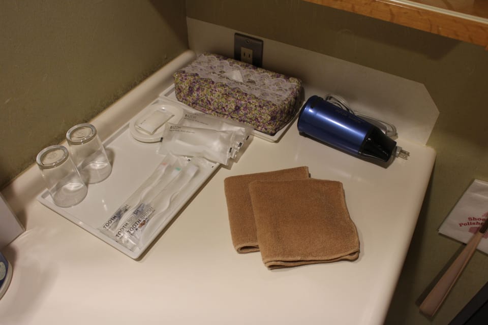 Free toiletries, hair dryer, slippers, electronic bidet