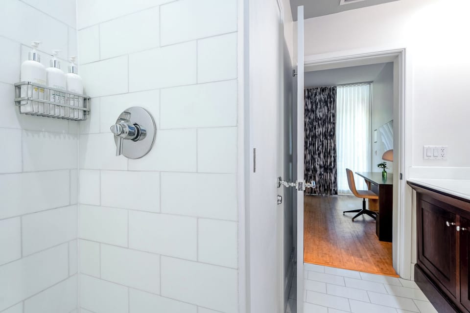 Deluxe Apartment, Terrace, Poolside | Bathroom | Shower, designer toiletries, hair dryer, bathrobes