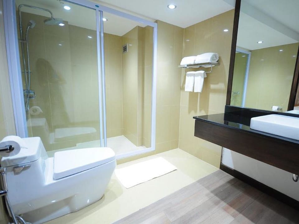 Suite | Bathroom | Free toiletries, hair dryer, bathrobes, towels