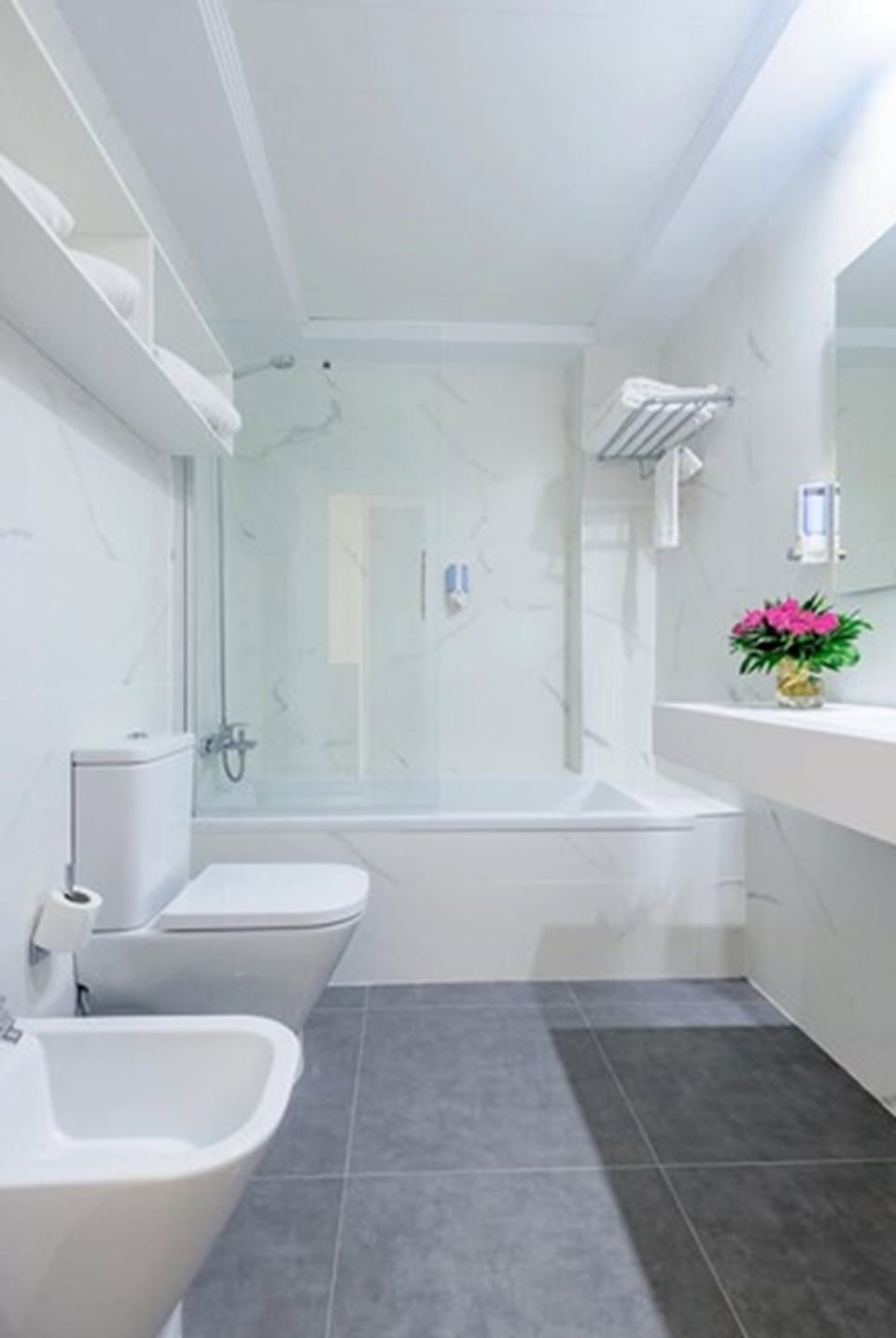 Triple Room (+ Extra bed adult) | Bathroom | Shower, hair dryer (on request), towels