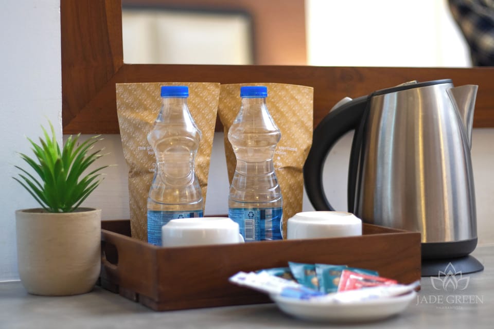 Shower, free toiletries, hair dryer, bathrobes