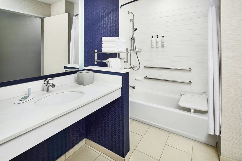 Free toiletries, hair dryer, towels