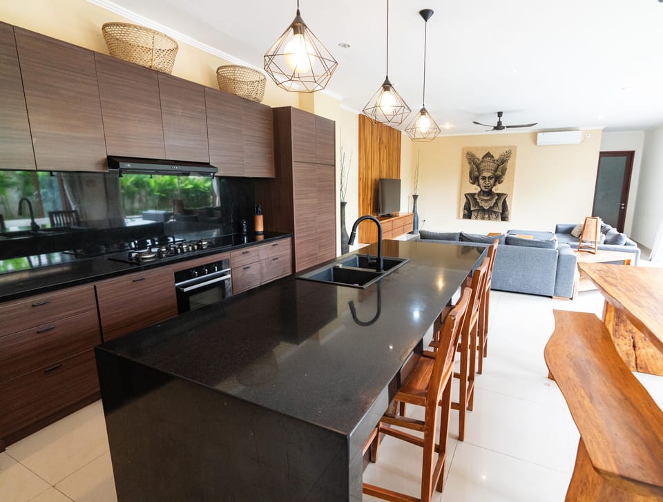 Executive Villa, Pool View | Private kitchen | Full-size fridge, microwave, coffee/tea maker, electric kettle