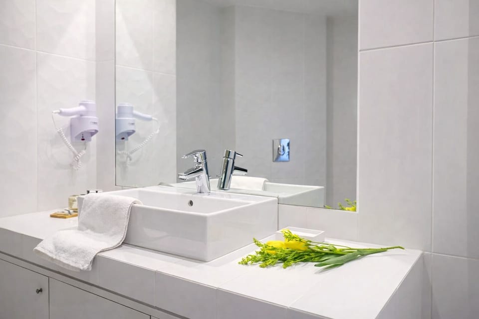 Shower, free toiletries, hair dryer, bathrobes