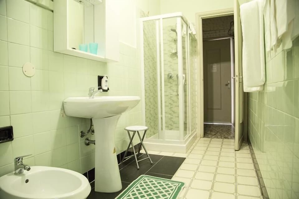 Shower, free toiletries, hair dryer