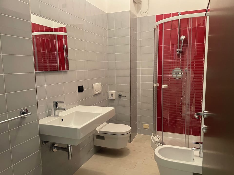 Shower, free toiletries, hair dryer, bidet