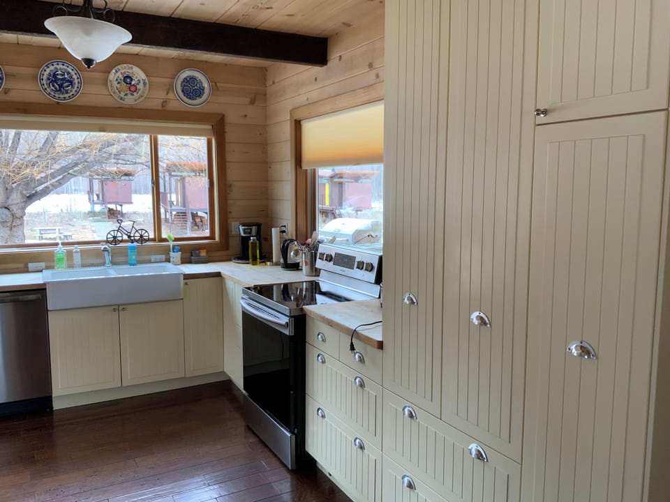 Family Cabin | Private kitchen | Fridge, microwave, coffee/tea maker, electric kettle