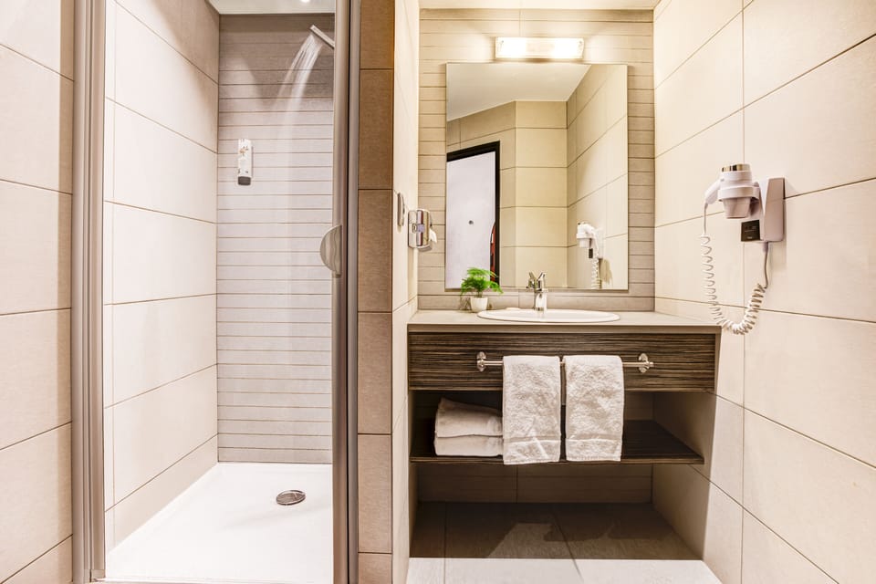 Free toiletries, hair dryer, towels