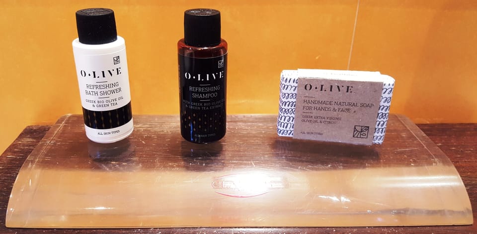 Combined shower/tub, free toiletries, hair dryer, towels