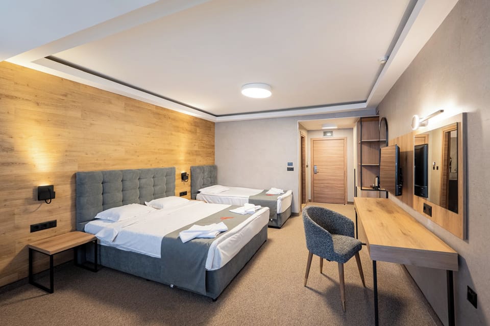 Deluxe Triple Room, City View | Minibar, desk, laptop workspace, soundproofing