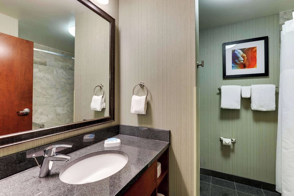 Free toiletries, hair dryer, towels