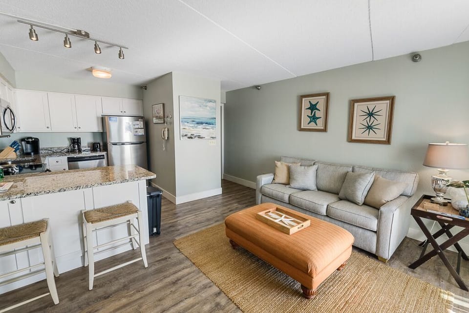 Condo, 1 Bedroom, Balcony, Beachfront (14) | Living area | Flat-screen TV, DVD player