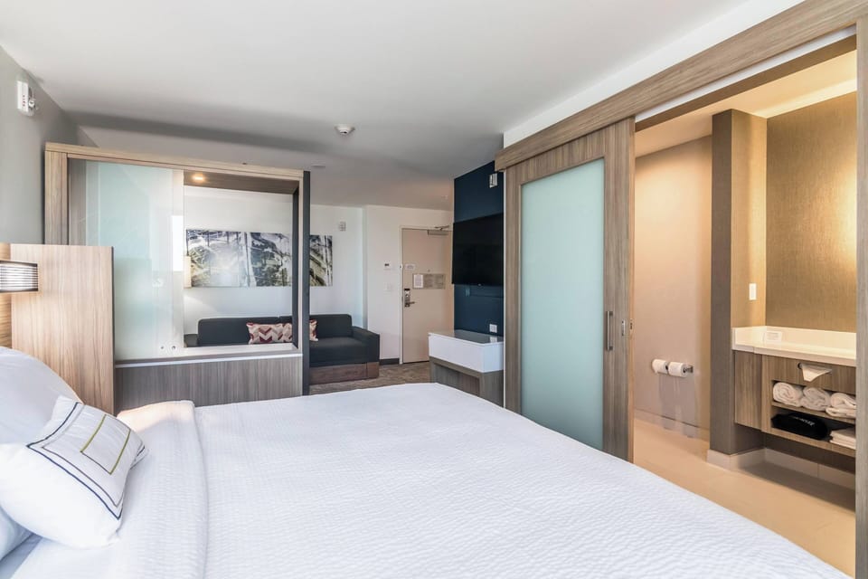 Suite, 1 King Bed with Sofa bed | Desk, blackout drapes, iron/ironing board, free cribs/infant beds