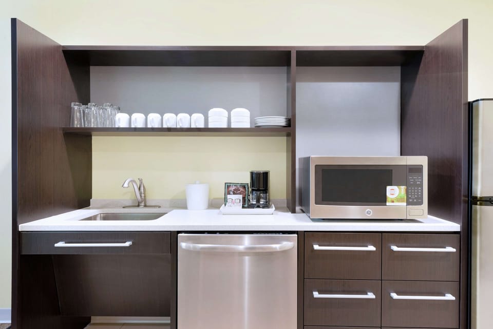 Suite, 1 King Bed, Accessible, Non Smoking (w/ roll-in shower) | Private kitchen | Full-size fridge, microwave, dishwasher, coffee/tea maker