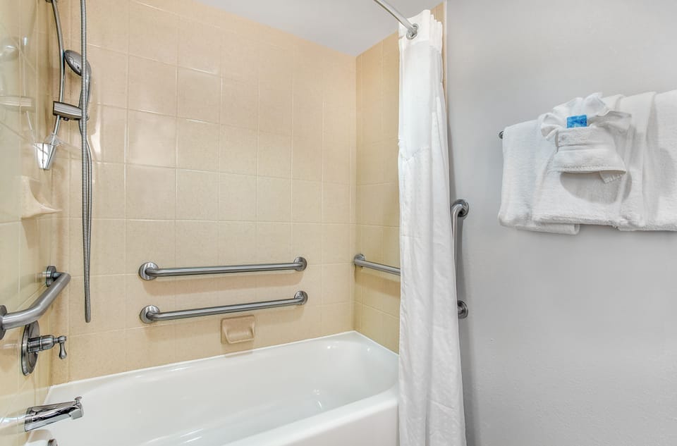 Free toiletries, hair dryer, towels