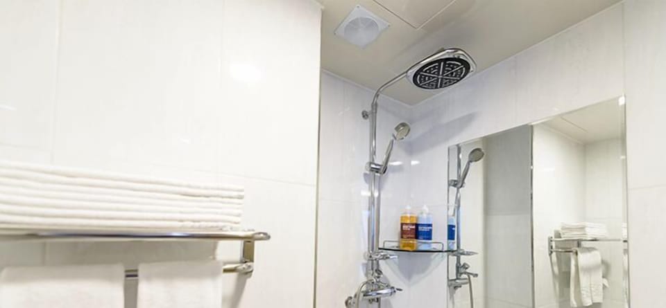 Shower, hair dryer, bidet, heated floors
