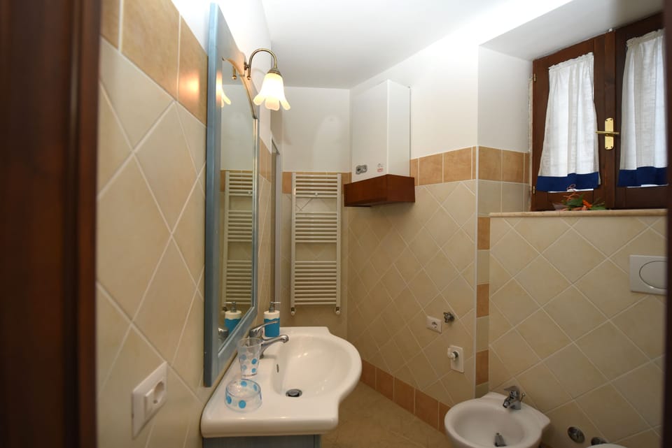 Panoramic Quadruple Room (depandance) | Bathroom | Shower, hair dryer, bidet, towels