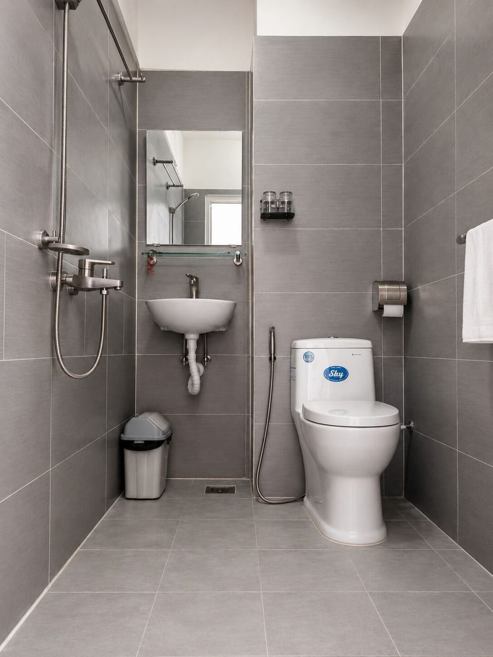 Shower, free toiletries, hair dryer, slippers