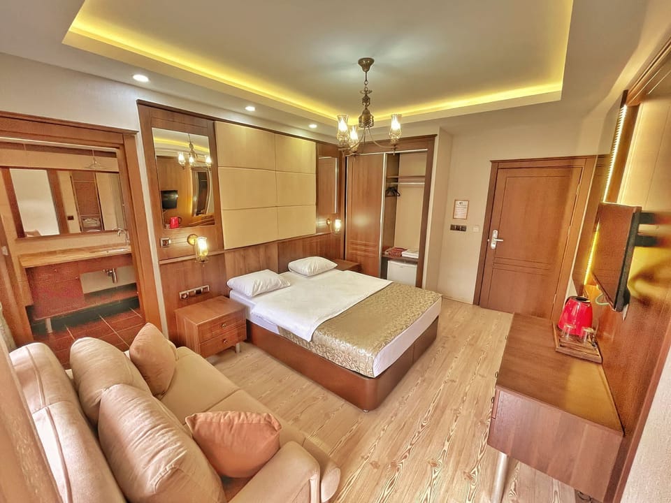 Minibar, desk, laptop workspace, soundproofing