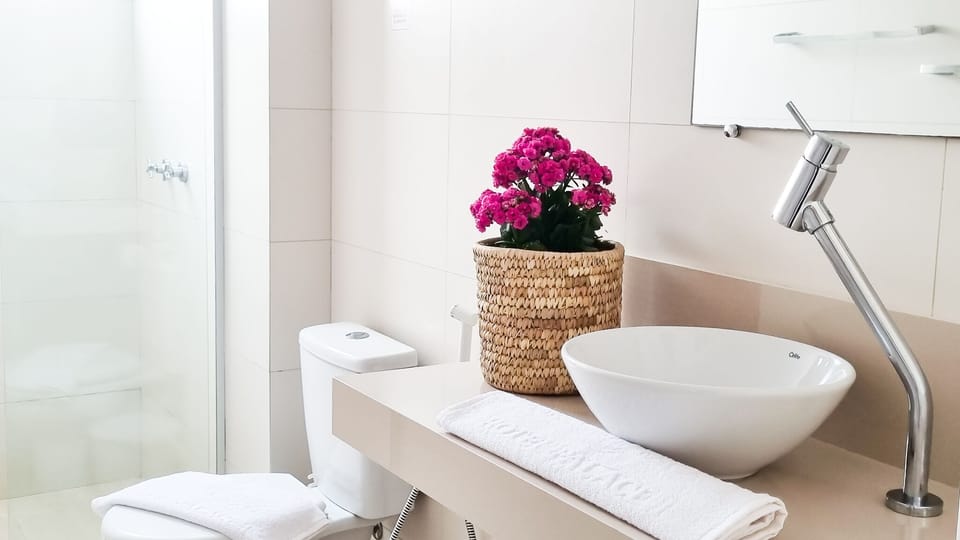 Standard Apartment | Bathroom | Shower, hair dryer, towels, soap
