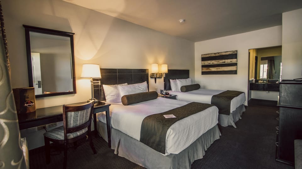 Double Room, 2 Queen Beds | Desk, iron/ironing board, WiFi (free), bed sheets