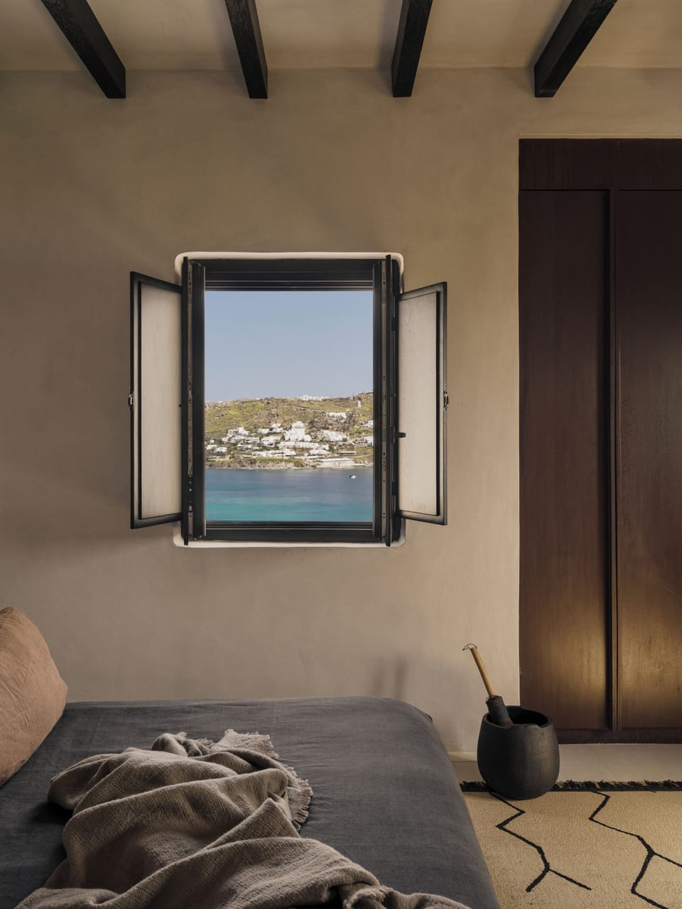 Myconian Villa Private Pool & Sea View | Egyptian cotton sheets, premium bedding, down comforters, pillowtop beds