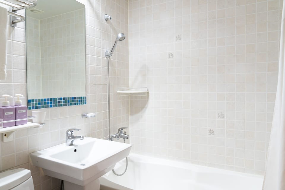Rainfall showerhead, free toiletries, hair dryer, bathrobes