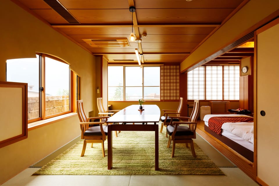 Japanese Western Style Twin Room, Open Air Bath | Premium bedding, minibar, in-room safe, desk