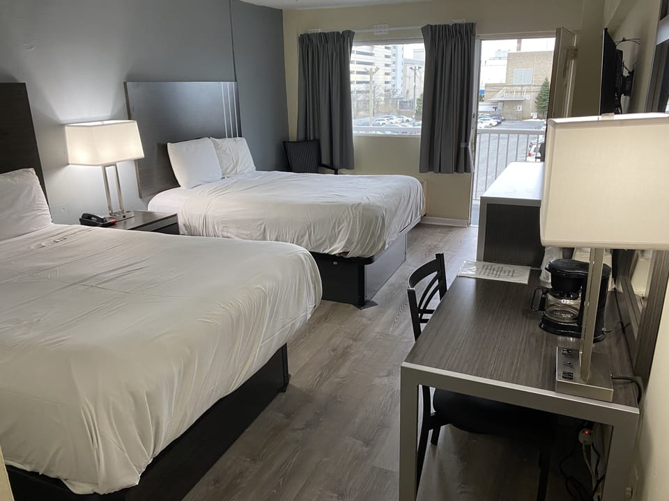 Standard Room, 2 Queen Beds, Non Smoking | Iron/ironing board, free WiFi, bed sheets