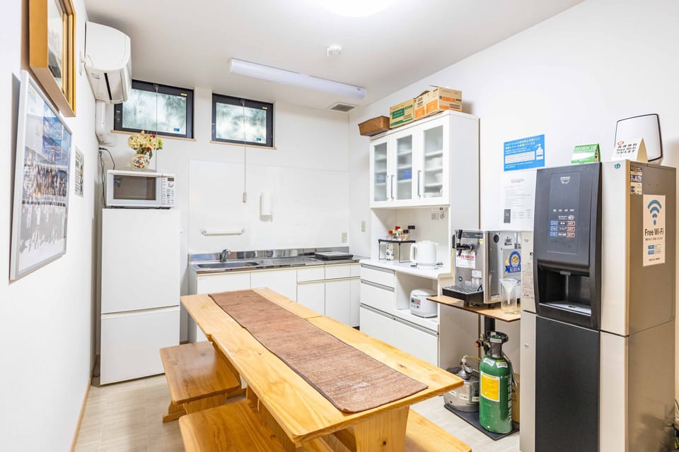 Fridge, microwave, coffee/tea maker, electric kettle