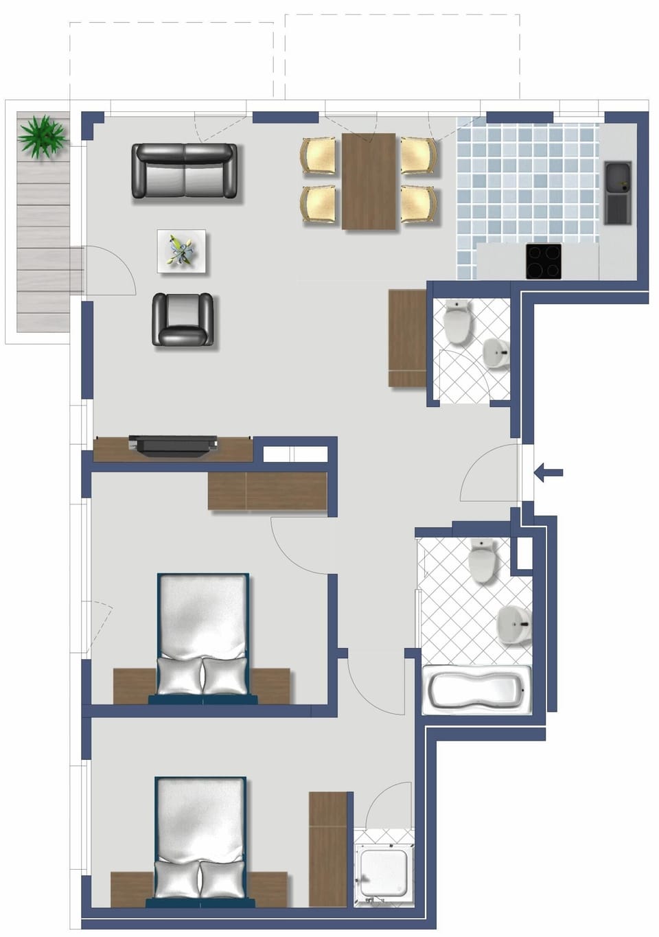 Stelle 5 - Two-Bedroom Apartment (2nd floor) | Floor plan
