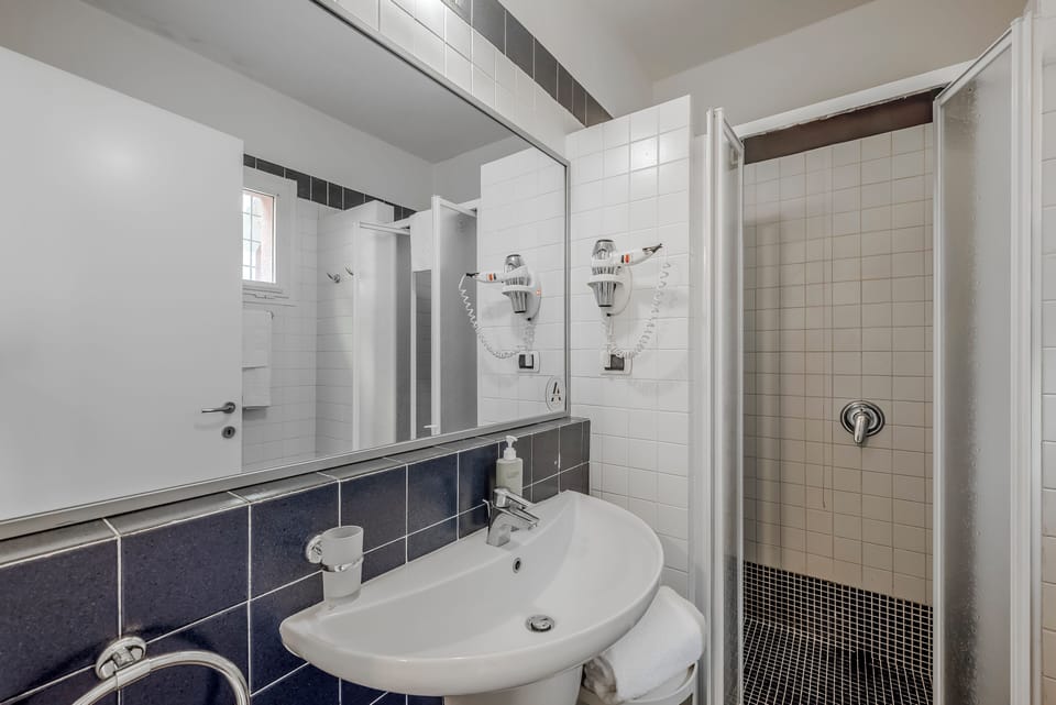 Shower, free toiletries, hair dryer, bidet