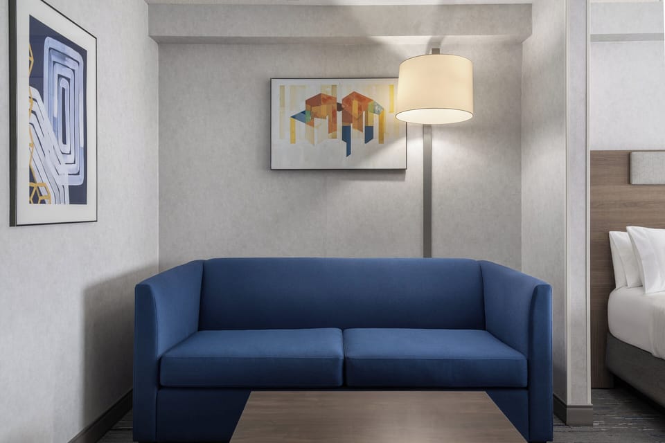 43-inch flat-screen TV with cable channels, TV