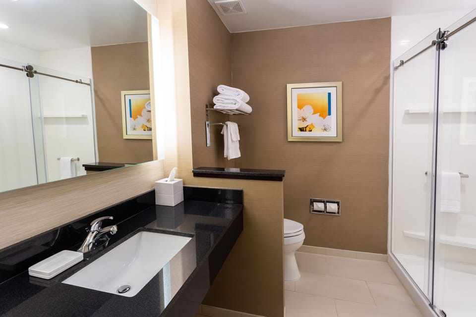 Hair dryer, towels
