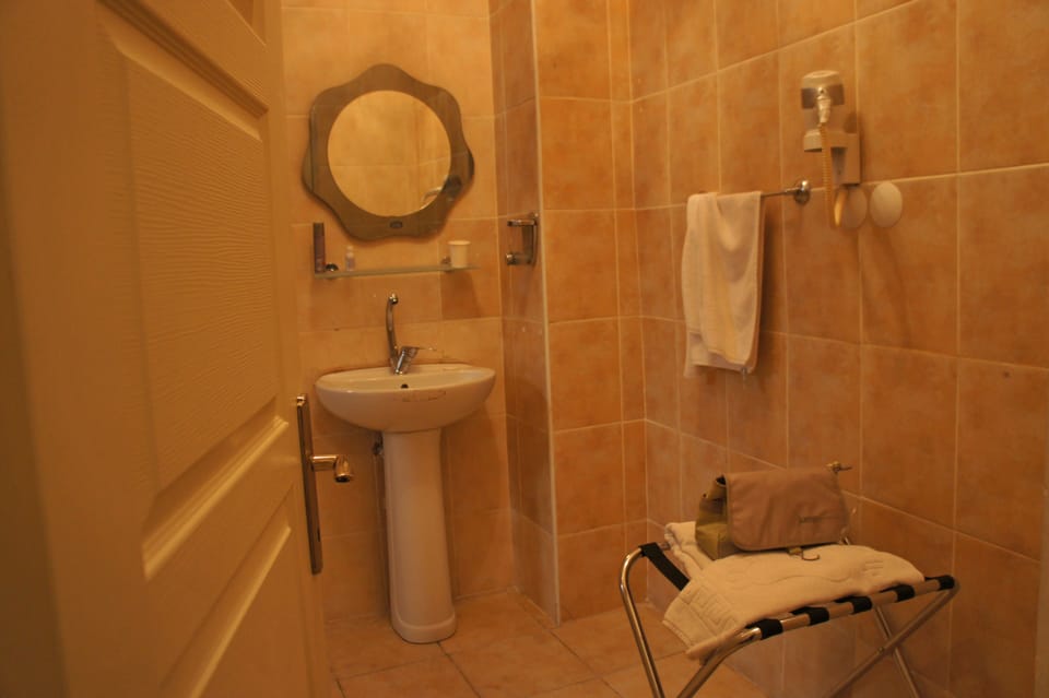 Shower, free toiletries, hair dryer, slippers