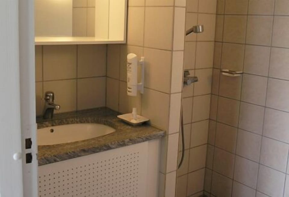 Shower, free toiletries, towels