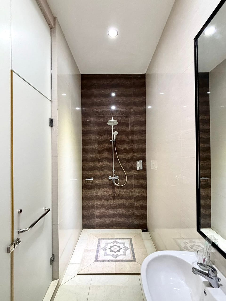 Shower, free toiletries, slippers, bidet