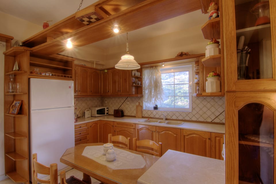 Villa Despina 1 | Private kitchen | Full-size fridge, microwave, oven, stovetop