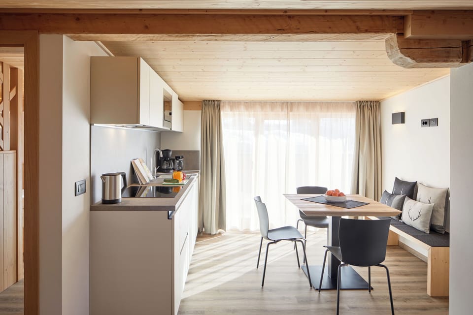 Luxury Condo | Private kitchen | Full-size fridge, microwave, oven, stovetop
